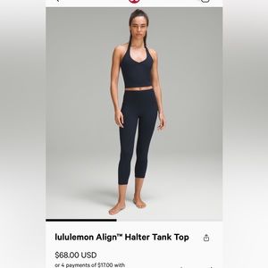 Brand new w tags lululemon Align™ Halter Tank Top in true navy size 8